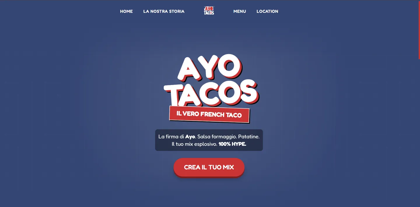 Demo sito e-commerce food AyoTacos con design moderno