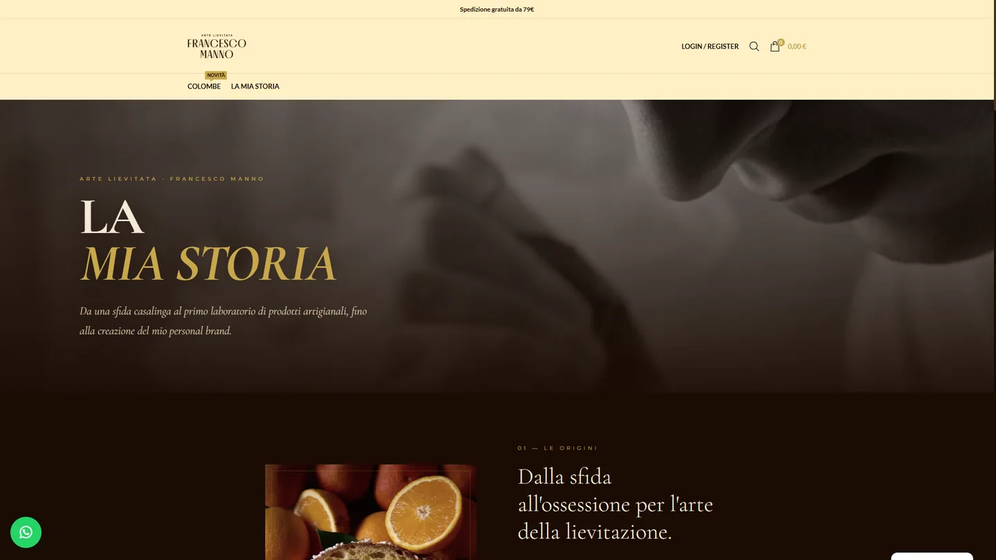Sito web e-commerce Francesco Manno - Arte Lievitata realizzato da Michael Perelli