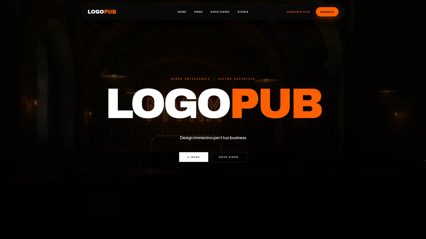 Sito web per pub e ristoranti in vendita a 250 euro