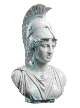 Busto Classico Greco con Circuiti e Precisione Digitale